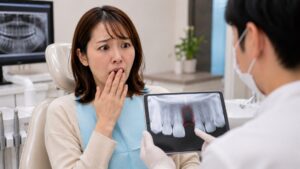 前歯の抜歯が必要な女性